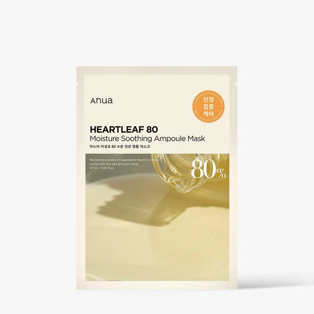 Anua HEARTLEAF 80 MOISTURE SOOTHING AMPOULE MASK 27ml X 10ea - VOTOG